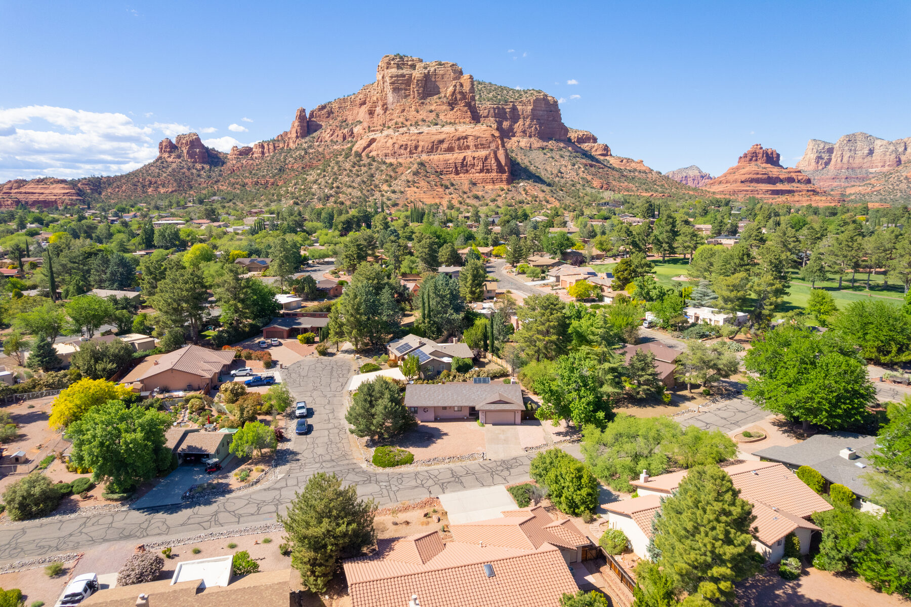 Aerial view of Sedona red rock country