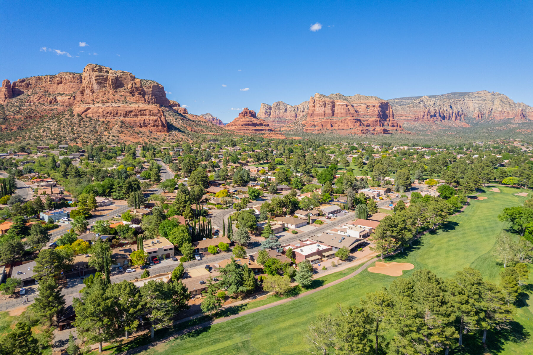 Aerial view of Sedona red rock country