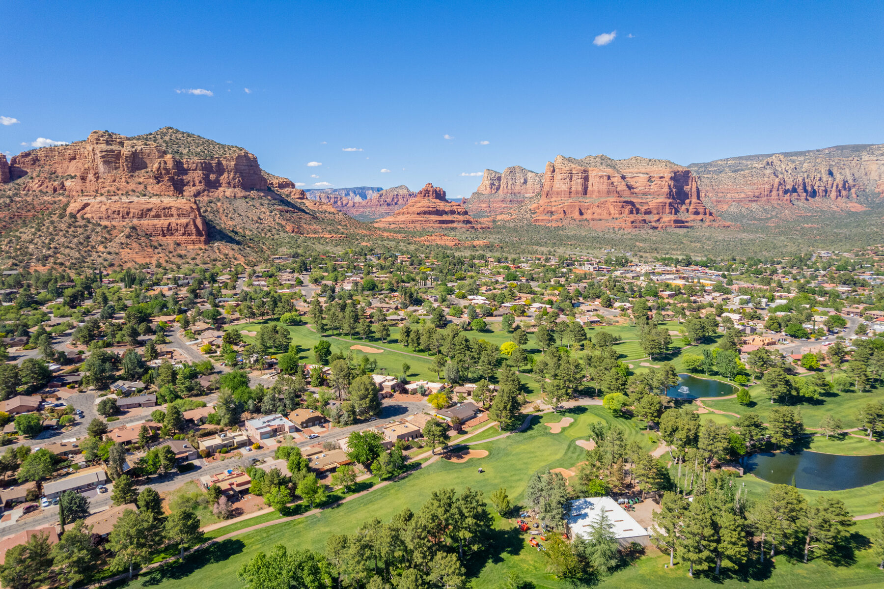 Aerial view of Sedona red rock country